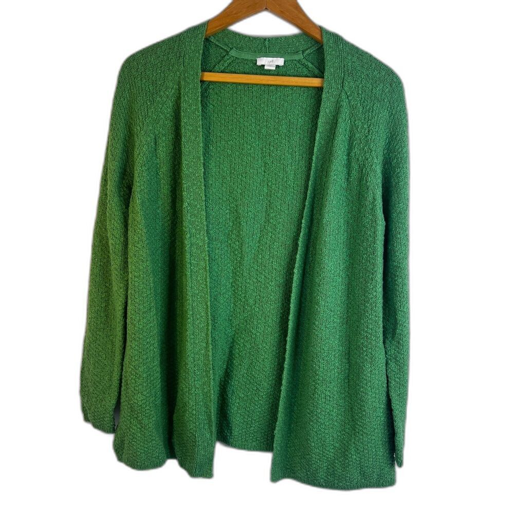 J Jill Woven Knit Open Front Cardigan Bright Green Casual Layering Size‎ XS*